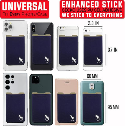 Phone Wallet - Adhesive Card Holder - Cell Phone Pouch - Stick on Lycra Pocket by Gecko - Carry Credit Cards and Cash