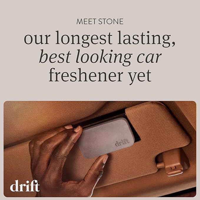 Drift Car Air Freshener - Stone Air Freshener Car Odor Eliminator - Long Lasting Scent - Auto Accessories - Metal Clip - Essential Oils - Clean Ingredients - Coconut & Pistachio Starter Kit