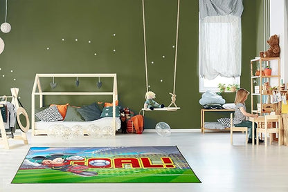 Jay Franco Disney Mickey Mouse Strike, Curve, Goal Kids Room Rug - Large Area Rug Measures 4 x 5 Feet (Offical Disney Product)