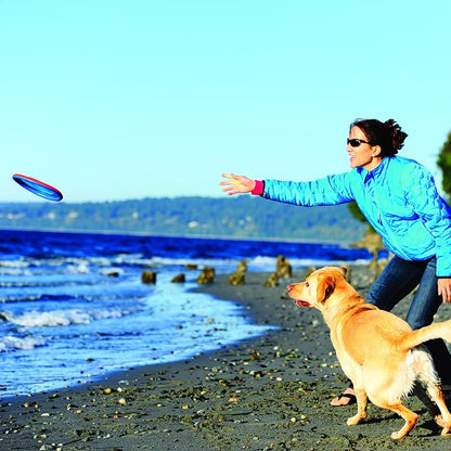 Chuckit! Paraflight Flying Disc Dog Toy - Water Floating Flyer - Durable Nylon Construction with Soft Rubber Edges - for Medium and Large Dogs - Size Large - 9.75" L x 9.75" W -,1 Count (Pack of 4)