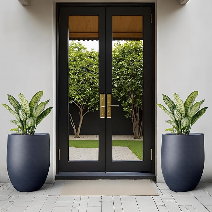 Kante Tall Concrete Planter, 21.7-Inch Height Charcoal Large Indoor Outdoor Plant Pot with Drainage Hole for Patio Garden Home, Modern Decor for Flowers and Tree