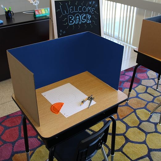 Flipside Products 18” x 48” Assorted Color Study Carrel, Red, Green, Blue, Yellow Privacy Boards, Student Privacy and Focus Booth for The Classroom, Desk Divider Cubby for Tests, Made in USA - 24 Pack
