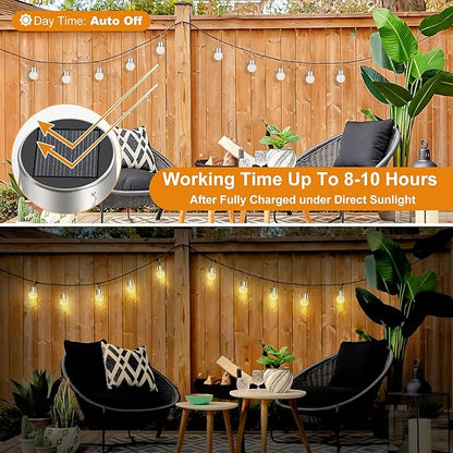 12Pack Hanging Outdoor Solar Lights - Decorative Cracked Glass LED Ball Lights Waterproof Tree Solar Powered Globe Lights with Handle for Garden Yard Patio Fence Christmas Decoration, Warm White