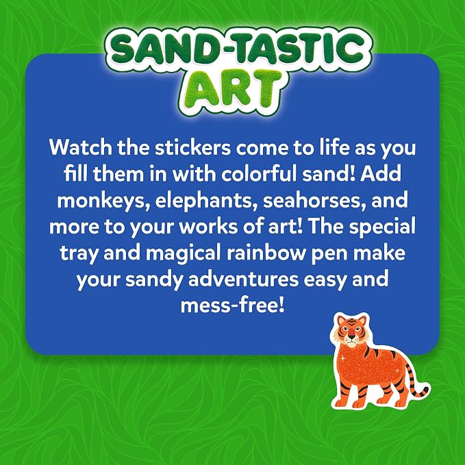 Skillmatics Sand Art Activity - Mess-Controlled DIY Animal Craft Kit with 50+ Colorful Stickers, Creative Arts & Crafts for Kids, Fun Hands-On Activity, Gifts for Ages 4, 5, 6, 7, 8, 9, 10