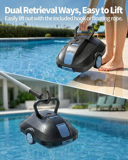 2026 Upgrade Robotic Pool Cleaner -Up to 250-Min Cordless Automatic Pool Vacuum Robot for Above Ground & Inground Pools -Powerful Suction Self-Parking for Swimming Pool up to2200 Sq. Ft Black