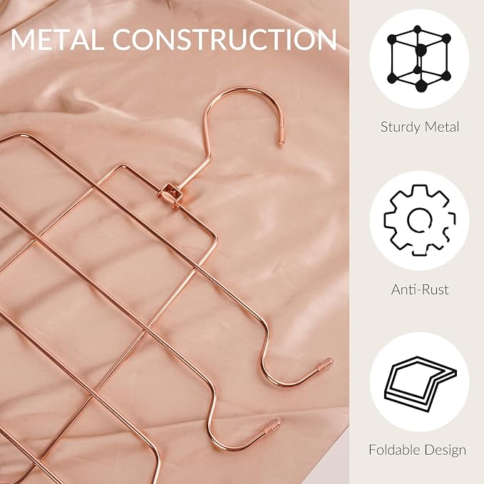 ZEDODIER 3 Pack Tank Top Hanger Space Saving, Bra Hangers for Closet Organizer, Hanging Bra Organizer Tank Tops Holder with 24 Hooks, Closet Organizers and Storage Small Space Solutions, Rose Gold