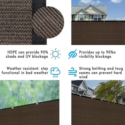 UPGRADE Privacy Screen Fence 6' x 50' Commercial Shade Cover with Brass Grommets Heavy Duty Perfect for Outdoor Back Yard-Mocha, Customizable