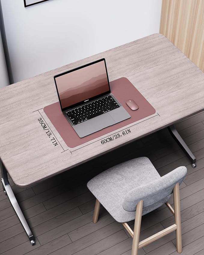 YSAGi Double-Sided Desk Pad, Leather Desk Mat, Eco Cork Desk Pad Protector, Large Mouse Pad for Desk, Waterproof Desk Blotter Pad, Desk Writing Pad for Office Work&Home(23.6"x13.7",Cork+Dark Pink)