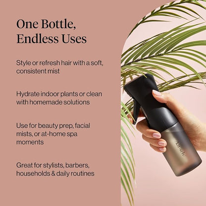Kitsch Continuous Spray Bottle for Hair – Black, 150ml | Fine Mister Spray Bottle & Water Spray Bottle – Recycled Hair Spray Bottle – Spray Bottles for Cleaning, Styling, & More