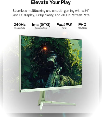Pixio PX249 Wave Mint Green 24 inch 240Hz Refresh Rate FHD 1080p Resolution Fast IPS Panel 1ms GTG Response Time Built-in Speakers Gaming Monitor with Adaptive Sync