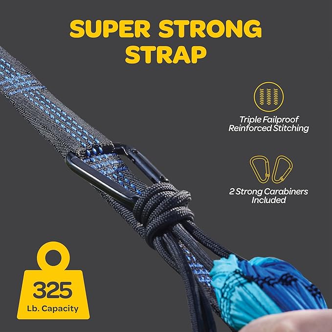 Durable Hammock 400 lb Capacity, Nylon Camping Hammock Chair - Double or Single Sizes w/Tree Straps and Attached Carry Bag - Portable for Travel/Backpacking/Beach/Backyard (Medium, Red & Dark Grey)