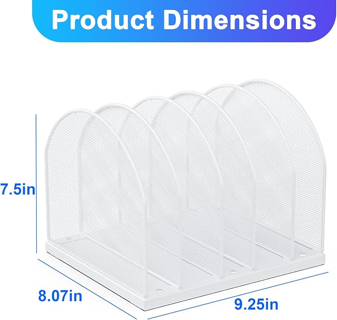 gianotter Desktop File Organizer with 5 Compartments | Desk Organizer Paper Organizer for Desk Workspace Organizers for Office Supplies (White, Upright Style)