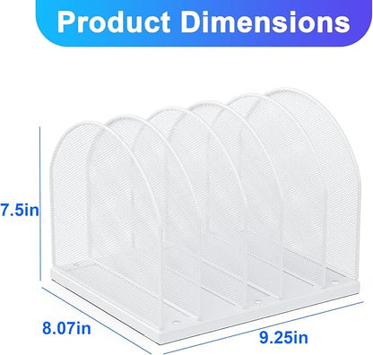 gianotter Desktop File Organizer with 5 Compartments | Desk Organizer Paper Organizer for Desk Workspace Organizers for Office Supplies (White, Upright Style)