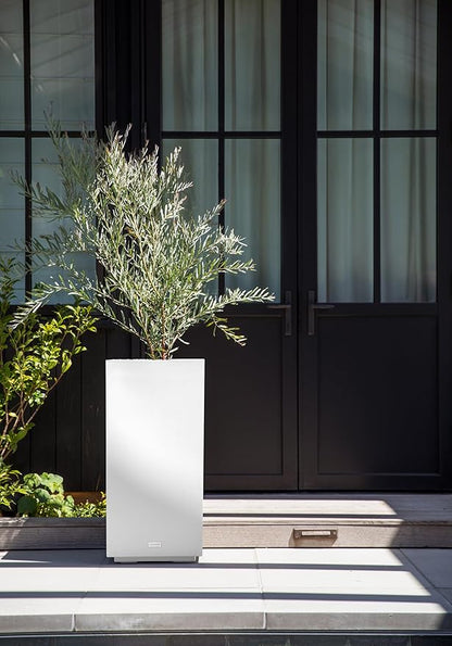 Veradek Block Series Pedestal Planter - Tall Planter for Indoor or Outdoor Front Porch | All-Weather Use with Removable Insert Bucket | Modern Décor for Flowers, Tall Trees, Faux Plants