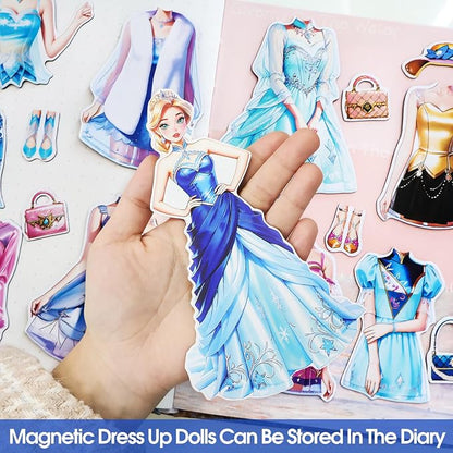 PainZieteg Magnetic Dress Up Dolls, Magnetic Princess Dress Up Paper Dolls, Magnetic Dress Up Dolls for Girls Ages 4-10 Learning Created Imagine Set Birthday Gift (Lea)