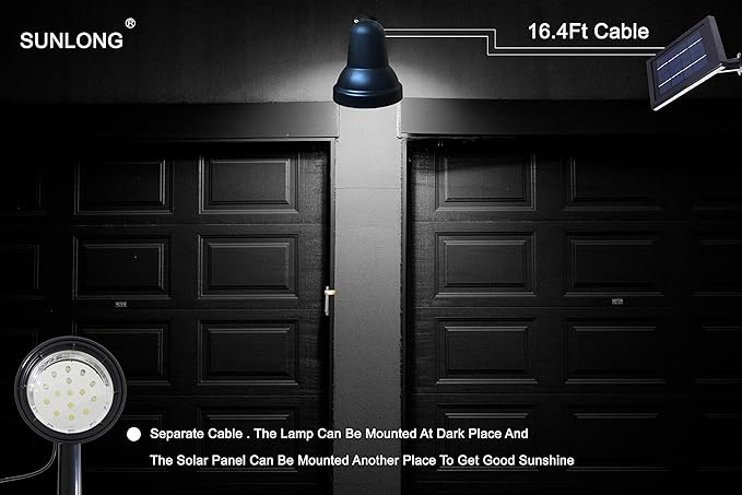 SUNLONG Solar Spotlights Outdoor Waterproof Bright Solar Wall Light Led Security Flood Light Solar Powered for Flag Patio Front Door Driveways-Automatically Activates at Dusk to Dawn (White)