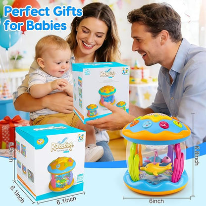 Baby Toys 0-6 Months Ocean Rotating Projector Musical Light Up Tummy Time Toys for Infants 0-3 4 5 6 7 8 9 Months Baby Aquarium Crawling Toys 6-12 Month Boys Girls 1 2 Year Old Birthday Shower Gifts