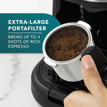 Mr. Coffee 4-Shot Steam Espresso Cappuccino and Latte Maker with Stainless Steel Frothing Pitcher