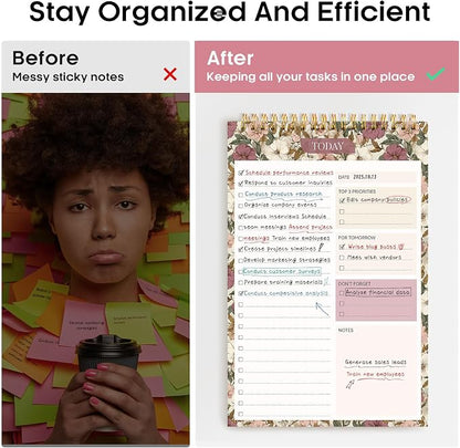 Taja To Do List Notepad, Undated Daily Planner for Work and Goal Setting | Mauve Muse, 52 Sheets, 9.8" x 6.5" , for Office, Home and school, Daily Task Planning, Notes and Everyday Organization