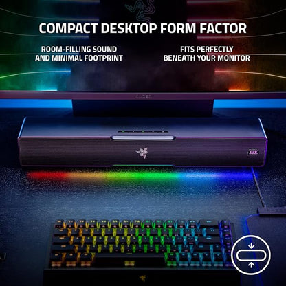 Razer Leviathan V2, Multi-Driver PC Gaming Soundbar w/Subwoofer, Black