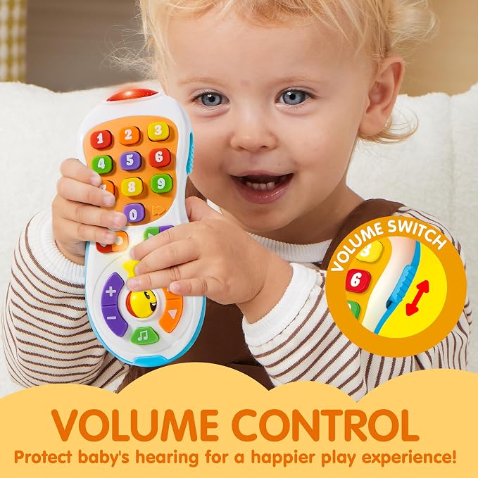 JOYIN Baby Toys 6-12 Months - TV Remote Control Toy with 40+ Music and Learning Phrases & Volume Control, Birthday Gift for Todder Girls Boys