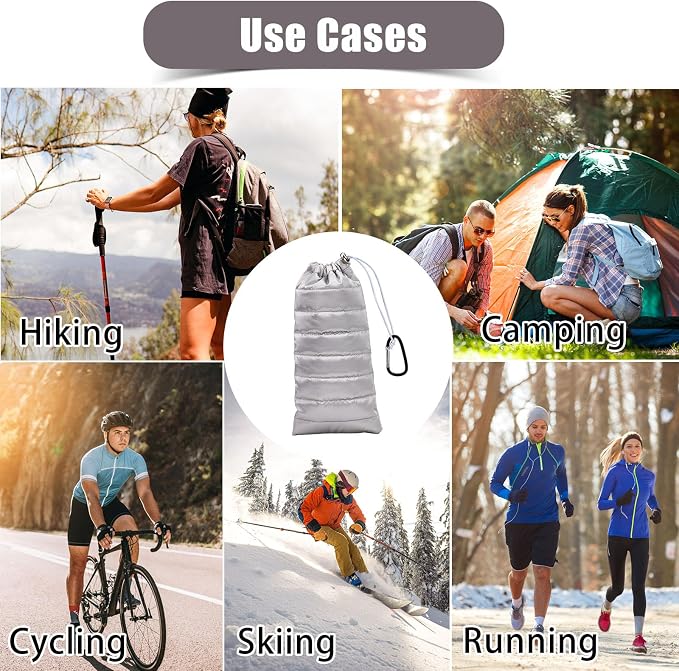 Lyreh Thermal Phone Pouch, Down Cotton Warm Phone Case Cover Bags Prevents Freezing & Overheating Protector Cellphone Pouch with Carabiner for Outdoor Camping Hiking Skiing (Silver)