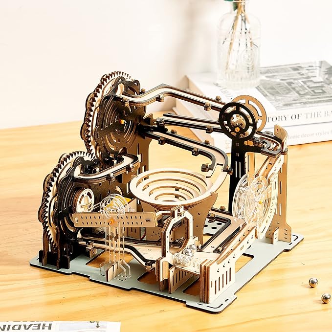3D Wooden Puzzles Marble Run Set - Mechanical Model Kits with Motor, Brainteaser and Puzzle for Christmas/Birthday,Gifts for Adults and Teens to Build Combination