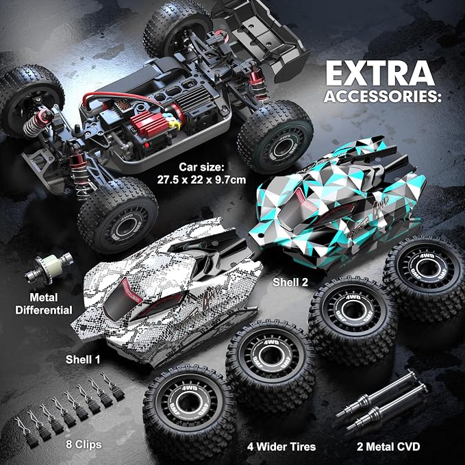 HYPER GO H16PL 1/16 RTR Fast Brushless RC Buggy for Adults, Max 38 mph RC Truck, 4WD High Speed Racing Car with 2S 2000 mAh Battery for RC Basher