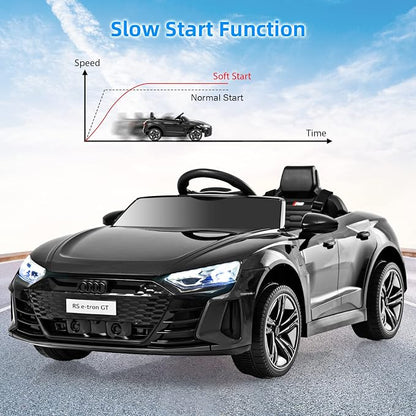 INFANS 12V Kids Ride On Car, Licensed Audi RS e-tron GT Electric Vehicle with Remote Control, Toddlers Battery Powered Toy with 4 Wheels Suspension, LED Headlight, Music, MP3, USB, TF Port (Black)