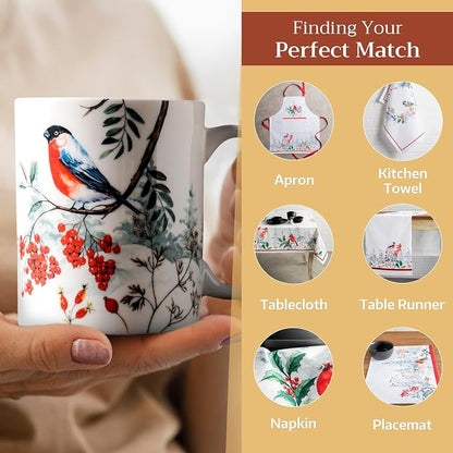 Maison d' Hermine Coffee Mug with Handles Tea Cups (15 Ounce, Pack of 2) | Fine Bone China Coffee Mugs for Hot Beverages Cappuccino Latte Home Restaurant Hotel Spring Summer -Morzine