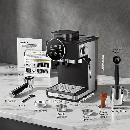Espresso Machine with Grinder, 20 Bar Professional Expresso Coffee Machines with Milk Frother Steam Wand, Espresso Maker with 60oz Removable Water Tank, Cappuccino & Latte Machine for Home (Dark-Pro)