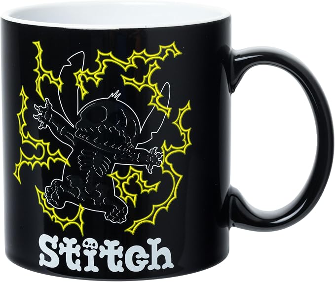 Silver Buffalo Disney Lilo and Stitch Lightning Bolts, Ceramic Mug, 20oz | Shocking Glow in the Dark Feature, 0.59 Liters