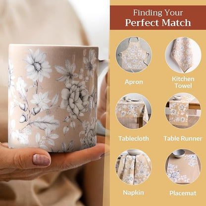 Maison d' Hermine Coffee Mug with Handles Tea Cups (15 Ounce, Pack of 1) | Fine Bone China Coffee Mugs for Hot Beverages Cappuccino Latte Home Restaurant Spring Summer -Pretty Autumn - Mono Autumn