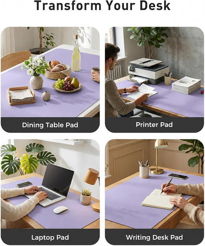 Aothia Faux Leather Desk Mat Mouse Pad, 42" x 17", Light Purple