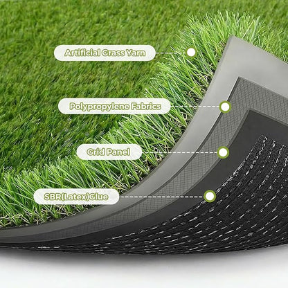 Artificial Grass Rug Indoor Outdoor, 5 x 6FT Faux Grass Turf with Drainage Holes, Realistic Artificial Lawn Rug Dog Pets Mat, Turf Carpet for Garden Lawn Landscape Balcony Patio Backyard Decor