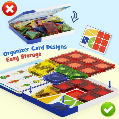 Magnetic Tiles Mini Building Blocks STEM Toys for 3-8 Year Olds, 26PCS Travel-Friendly Set with Storage Iron Box, Educational Construction Playset for Toddlers, Birthday Gift for Boys & Girls