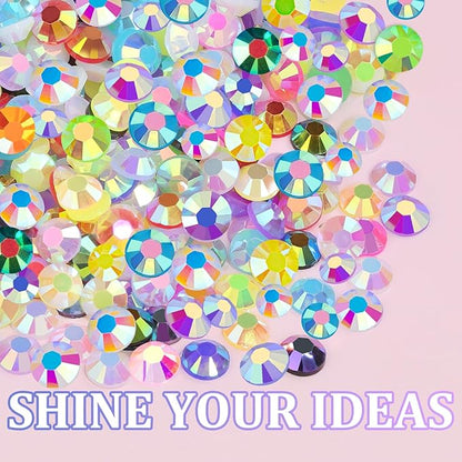 2 Boxes Jelly Rhinestones for Bedazzling, 46000Pcs 3mm&4mm Multicolor Flatback Resin Gems for Crafting, Bedazzler Kit with 3Pcs 10ml B7000 Jewelry Glue for DIY Crafts Tumblers Fabric Decor Nail Art