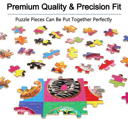 LELEMON Puzzles for Kids Ages 4-6,4-Pack 100 Piece Puzzles for Kids Ages 4-8 in a Metal Box,Donut National Parks Map USA Map Dogs Educational Jigsaw Puzzles Puzzle Games Puzzle Toys for Girls and Boys