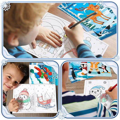 90shine 24PCS Winter Coloring Books Party Favors for Kids - Bulk Christmas Goodie Bag Stocking Stuffers Gifts Ages 2-4 3-5 4-8