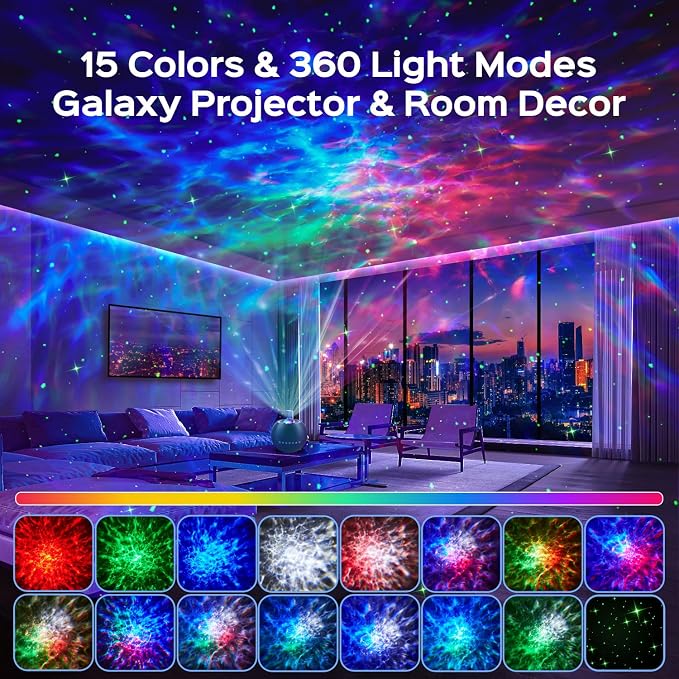 One Fire 360 Game Lights Galaxy Projector Gaming Accessories Gaming Room Decor Green Star Bluetooth Speaker+15 White Noise Man Cave Accessories Cool Gifts for Men Birthday Gift Cool Stuff for Teen Boy