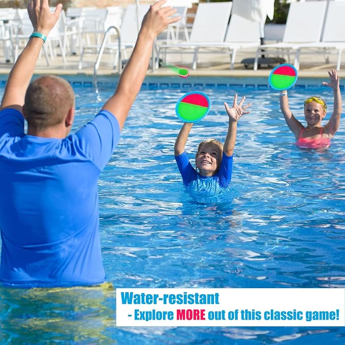 Ayeboovi Toss and Catch Ball Set Boys Toys Outdoor Toys Yard Games Outside Games Beach Toys for Kids Ball and Catch Game with 4 Paddles and 4 Balls [Upgraded Version]
