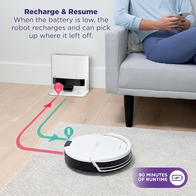 Shark Navigator | Robot Vacuum Cleaner with Powerful Suction for Pet Hair, Rugs, Carpets & Hard Floors | Bagless Self-Empty Base | 30-Day Capacity | SmartPath LiDAR Navigation | White | AV2110S