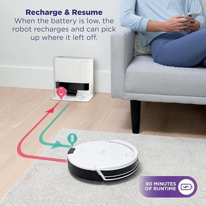 Shark Navigator | Robot Vacuum Cleaner with Powerful Suction for Pet Hair, Rugs, Carpets & Hard Floors | Bagless Self-Empty Base | 30-Day Capacity | SmartPath LiDAR Navigation | White | AV2110S