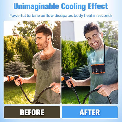 12000mAh Portable Waist Fan, 6 in 1 Rechargeable Wearable Belt Clip Fan with Flashlight & Detachable Power Bank, Strong Airflow Body Fans Neck Fans Hands-Free 30H Cooling for Hiking Cruise Courier