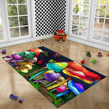 Mushroom Rugs for Bedroom Fantasy Mushroom Prints Rugs for Bedroom Mushroom Area Rugs for Girls Bedroom for Home Dining Living Room Rugs, 2'6''×4'