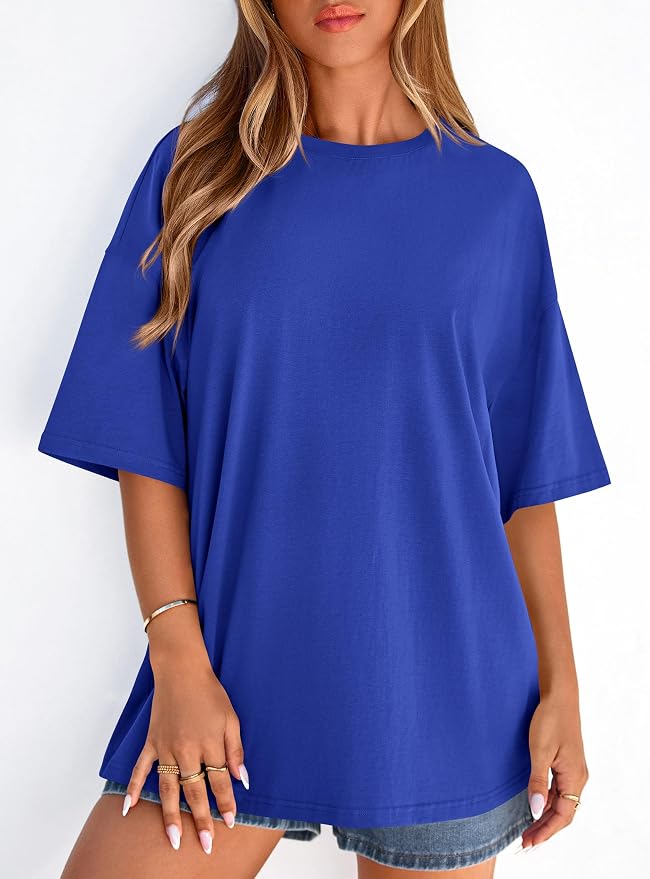 PRETTYGARDEN Womens 2026 Spring Going Out Tops Casual Short Sleeve Crewneck Loose Fit Basic Oversized T Shirts Summer Outfits