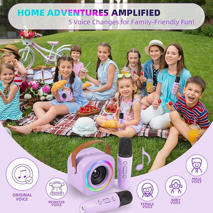 Mini Karaoke Machine for Kids with 2 Wireless Mics,TOP Singing Toys Birthday Gifts Ideas for Girls Ages 3,4,5,6,7,8,9,10,11,12+ Years Old,Great Gift Ages Girls,Boys Trend Party