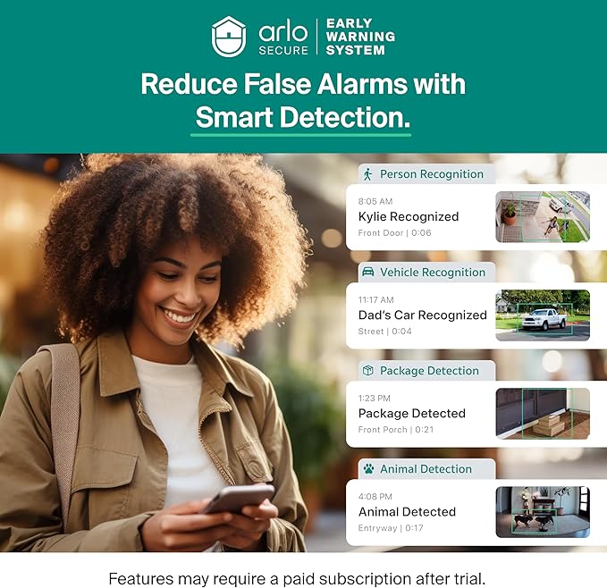 Security Cameras Wireless Outdoor - Arlo Essential Battery 2K (3rd Gen, Latest Version), Color Night Vision, Two-Way Audio, Home Security, Person/Package/Vehicle/Animal Detection, White - 1-Pack