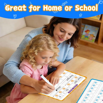 12 Pack Double Sided Syllable Dry Erase Board,12" x 9" Multiplication Flash Cards,Phonics Manipulatives Small White Board for Kids,Speech Therapy Material for Learning,Homeschool Essentials