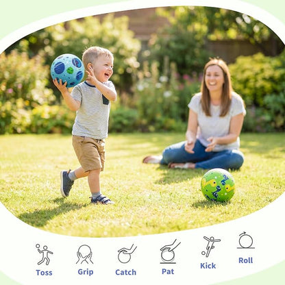 ZOOJOY Pack of 2 Cartoon Playground Balls for Kids 1-6, 6 Inch Rubber Balls for Dodgeball, Rubber Bouncy Kickball, Indoor & Outdoor Game Gaga Balls for Boys Girls with Pump